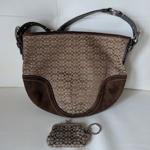 Coach Signature Women's Brown Zippered Handbag